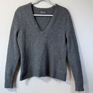 Zadig & Voltaire Cashmere Sweater Women's Med Grey Good Red Leather Elbow Patch
